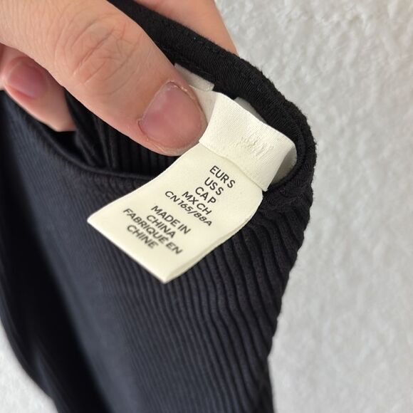 H&M Black Ribbed Midi Dress sz Small - Picture 3 of 5